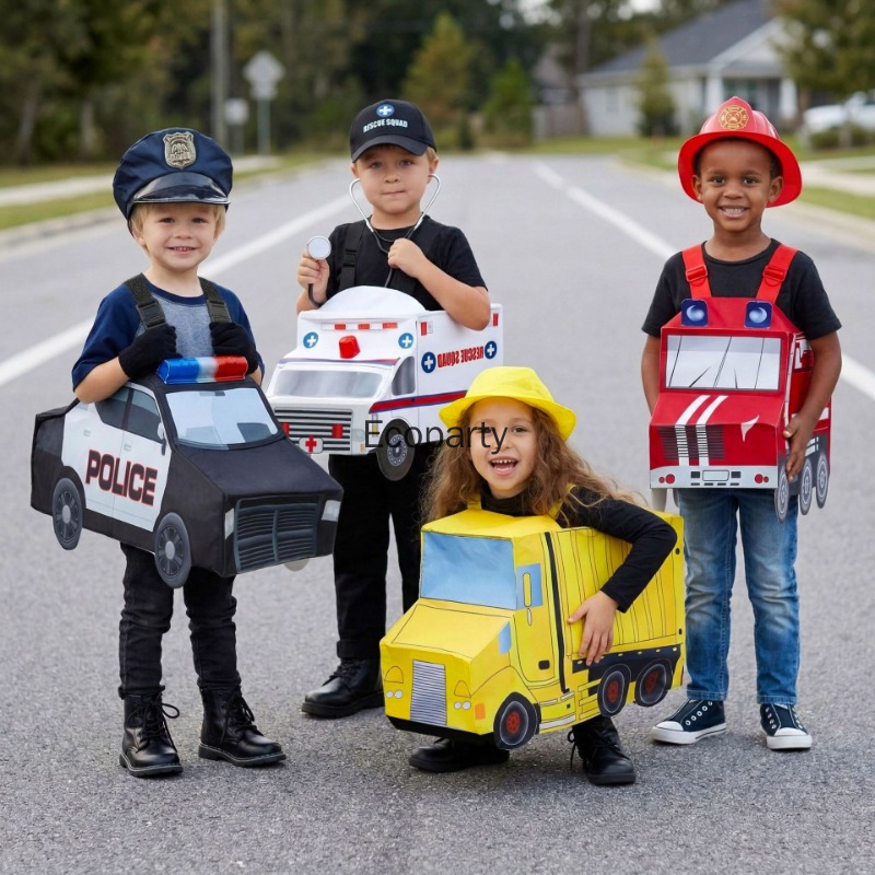 Cosplay Fire Prop - Kinderen grappig brandweerauto ambulance kostuum jongen